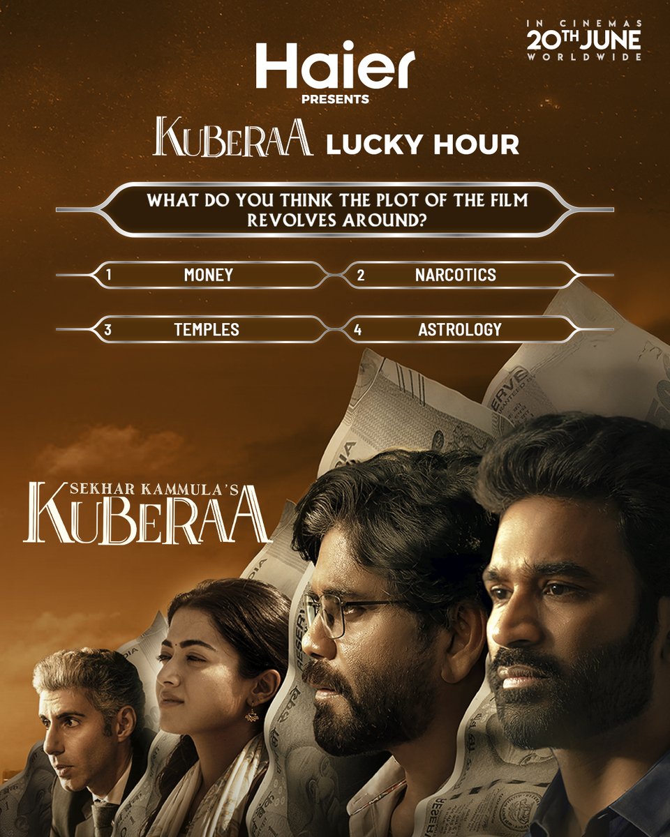 Haier India (@indiahaier) on Twitter photo The trailer’s out. The clues are in.
But what do you think Kuberaa is really about?
Drop your guess in the Haier Lucky Hour and stand a chance to win!
Here’s how to play:
✅ Follow <a href="/IndiaHaier/">Haier India</a>
✅ Drop your guess in the comments or DM
#Kuberaa #LuckyHour #HaierIndia The trailer’s out. The clues are in.
But what do you think Kuberaa is really about?
Drop your guess in the Haier Lucky Hour and stand a chance to win!
Here’s how to play:
✅ Follow <a href="/IndiaHaier/">Haier India</a>
✅ Drop your guess in the comments or DM
#Kuberaa #LuckyHour #HaierIndia