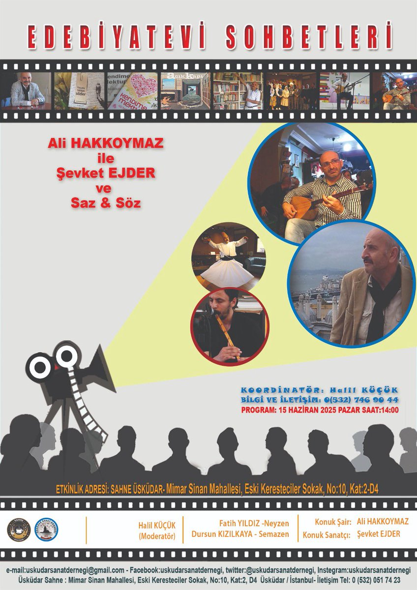 15 HAZİRAN/PAZAR 2025
EDEBİYAT EVİ DAVETİ
SAHNE ÜSKÜDAR
ÜSKÜDAR/YENİ CAMİ YANI
