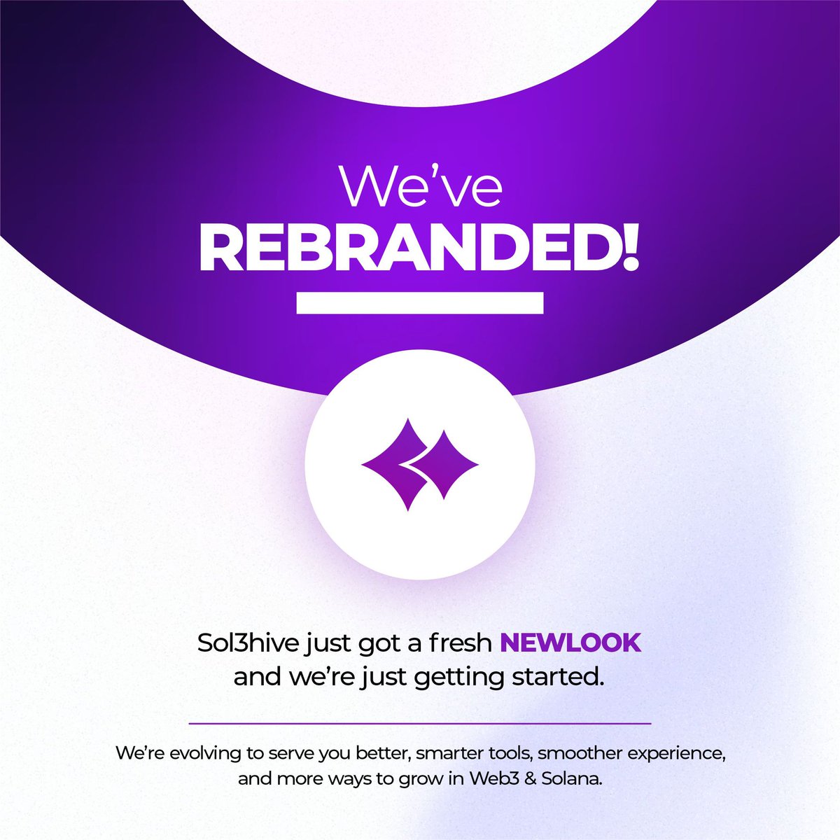 We’ve Rebranded!

Big news from the hive! 
Sol3hive just got a fresh new look, and we’re just getting started.

New Logo
Refreshed platform
Major updates in the works

We’re evolving to serve you better, smarter tools, smoother experience, and more ways to grow in Web3 &amp; Solana.