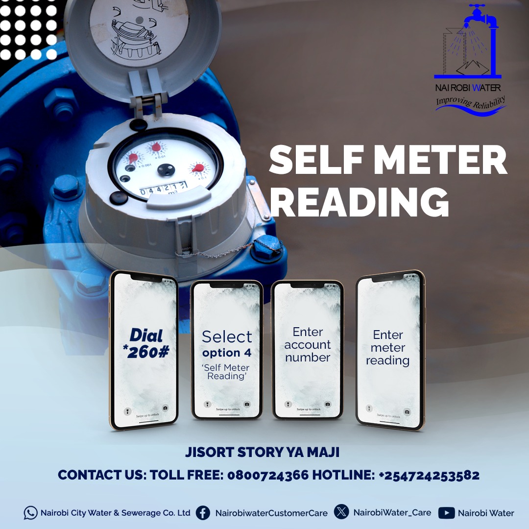 Did you know that you can read your own water meter! 

Dial *260# and follow the simple steps to keep track of your usage.  #JisortStoryYaMaji in seconds! 

#NairobiWater #MeterReading