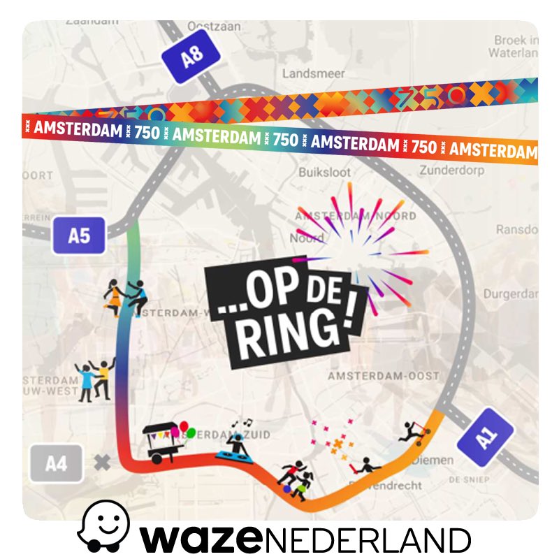 🚧 A10 wordt festivalterrein! 🚧

Op zaterdag 21 juni is de ring A10 één grote feestzone: 15 km snelweg zonder auto's, maar vol muziek, kunst, sport &amp; spektakel. Let op! Het hele weekend (20–22 juni) is de A10 daarom dicht.

#A10 #OpDeRing #Amsterdam #WazeWeetDeWeg