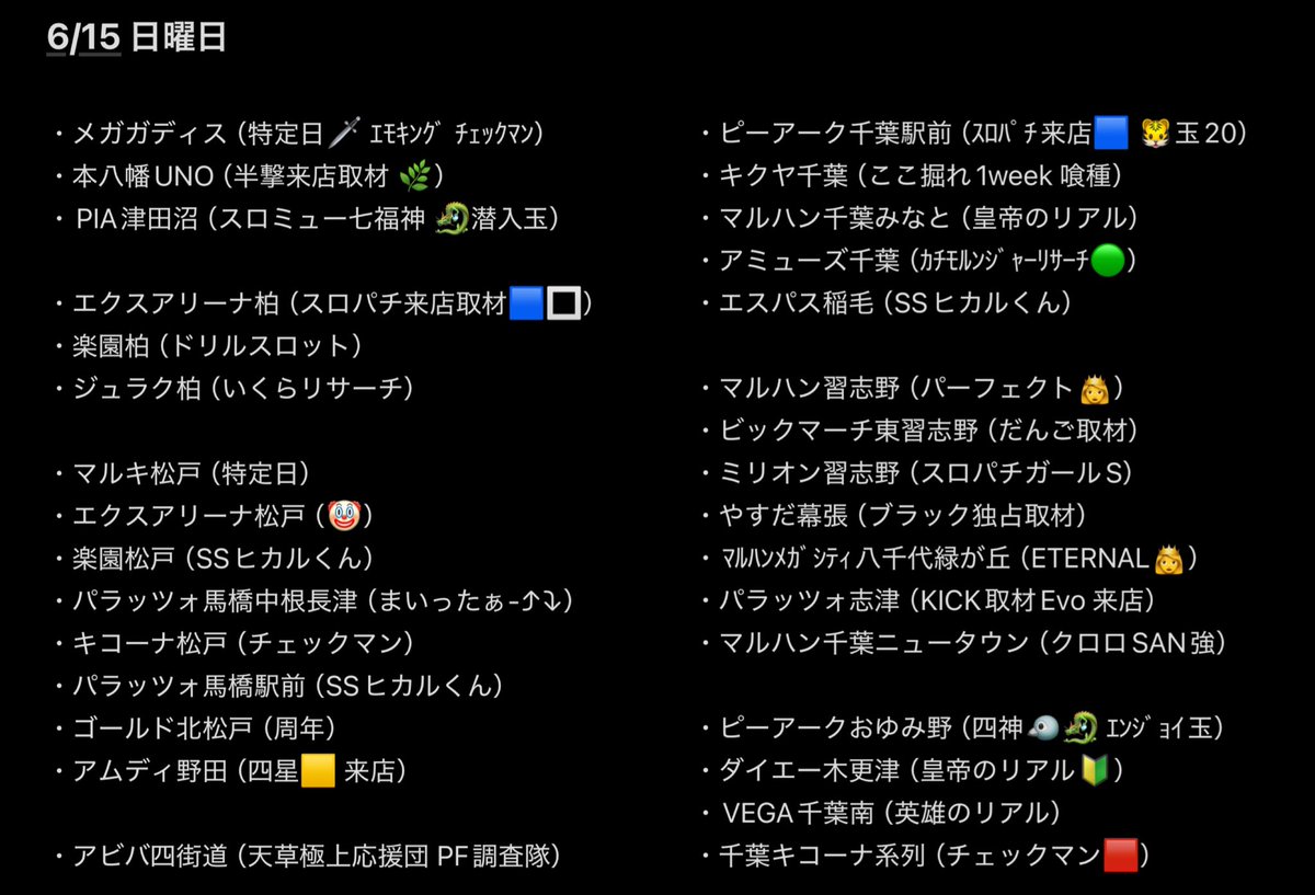 明日の千葉（6/15） 千葉県民の日… パチ屋行く人には何も関係ないともw