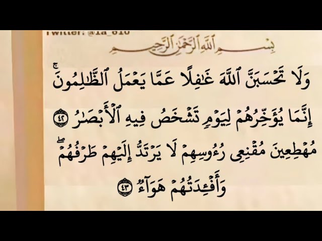 #الآية مخيفة لكل ظالم ما راح يفر من
 محكمة ألله كل واحد راح ياخذ حقه يخسر
 جميع حسناته بسبب ظلمه تخلص من حقوق
 الناس أنت على موعد مع الله لا تظلم أحداً
 فالأيدي التي ألقت يوسف في البئر وظلمته
 هي نفس الأيدي التي جاءته تطلب منه
 الصدقة بعد سنوات لذا تحلل ممن ظلمته
 قبل فوات الاوان