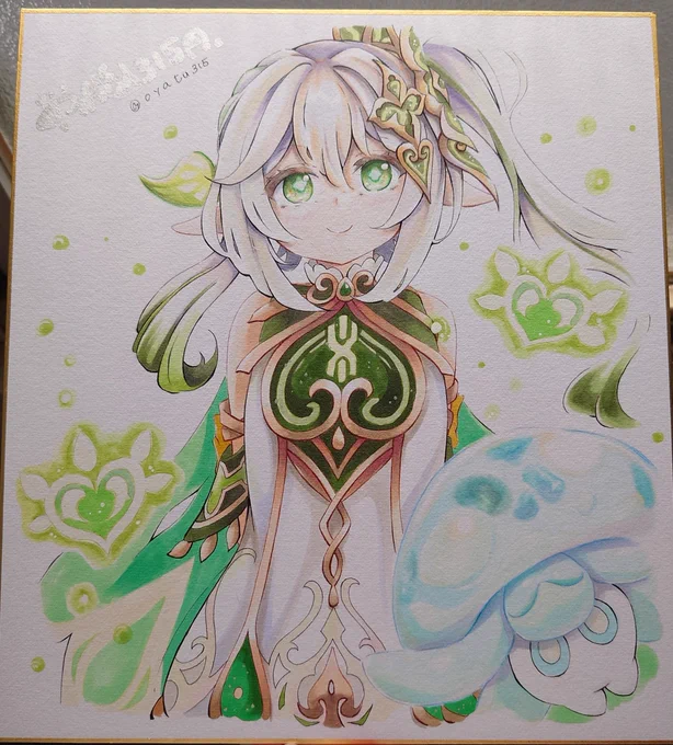 ナヒーダのイラスト色紙描きました