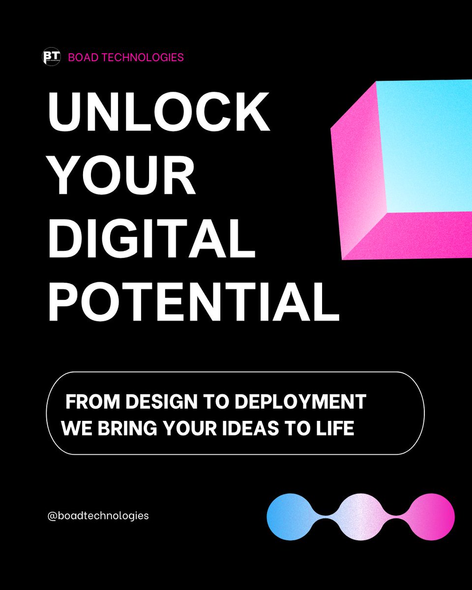 boadtech's tweet image. 🚀 At Boad Technologies, we turn your ideas into powerful digital products.

🔹 Web Dev
🔹 Mobile Apps
🔹 UI/UX
🔹 SEO &amp;amp; Analytics
🔹 Backend Systems
🔹 Digital Transformation

💻 Visit: boadtechnologies.com
📧 boadtechnologies@gmail.com

#WebDev #AppDev #UIUX #SEO #BoadTech