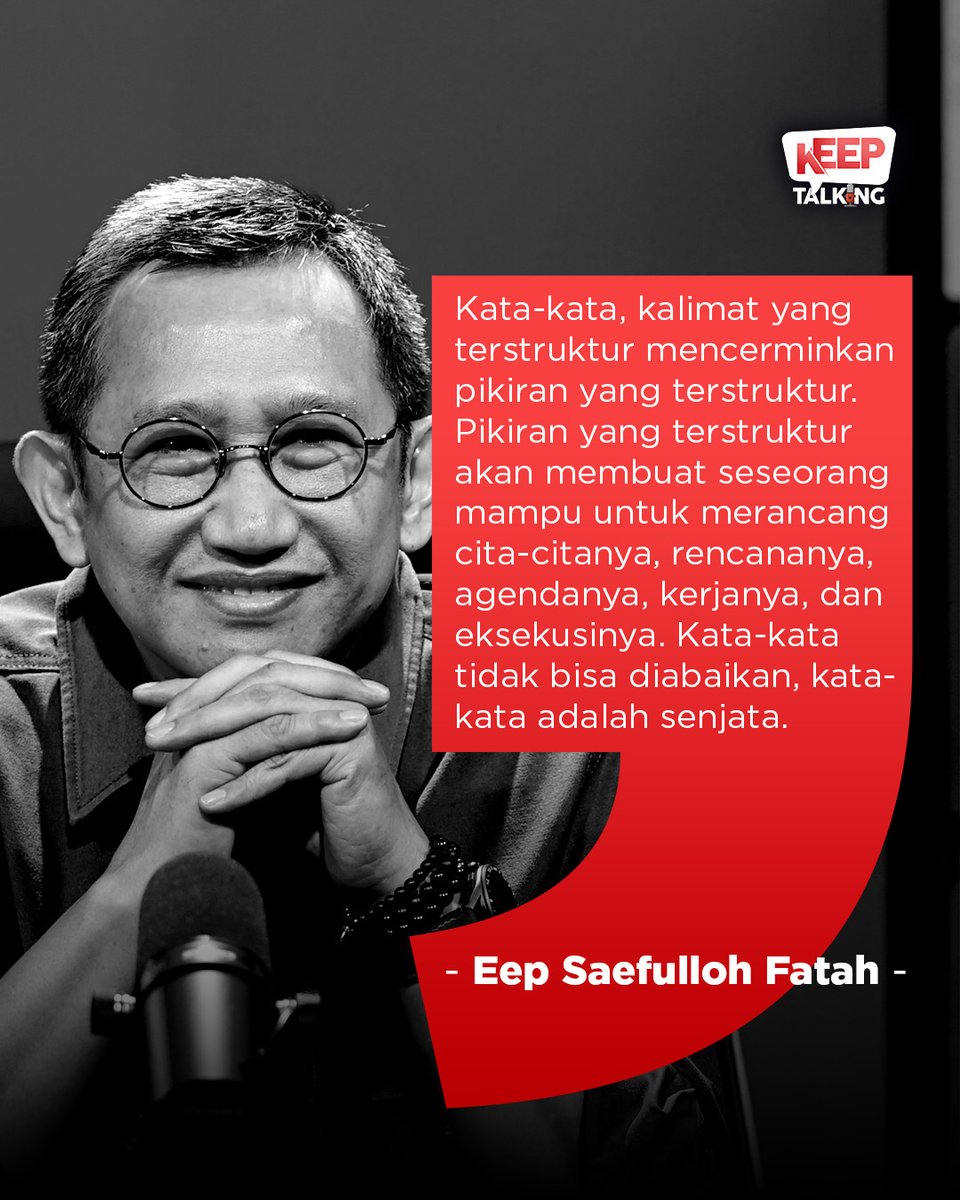 Tutur kata cerminan alam pikiran.

#KeepTalking #EepSaefullohFatah #Demokrasi  #Pemimpin #KangEep #KangEepBicara