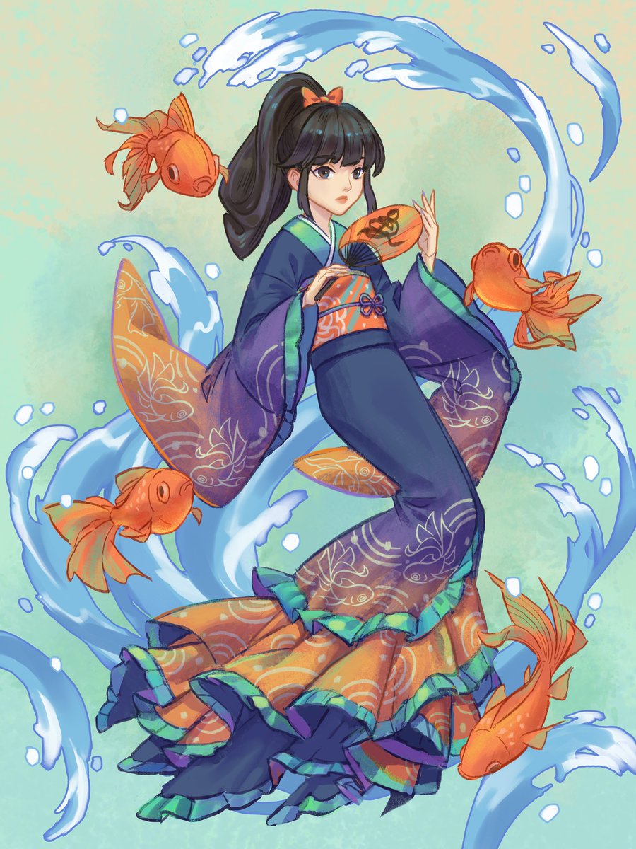 MaisherlyArt's tweet photo. Kimono Girl + Water Effect Experiments 💧
#maisherly #illustration #digitaldrawing #watereffect https://t.co/nlqcrMl8jR