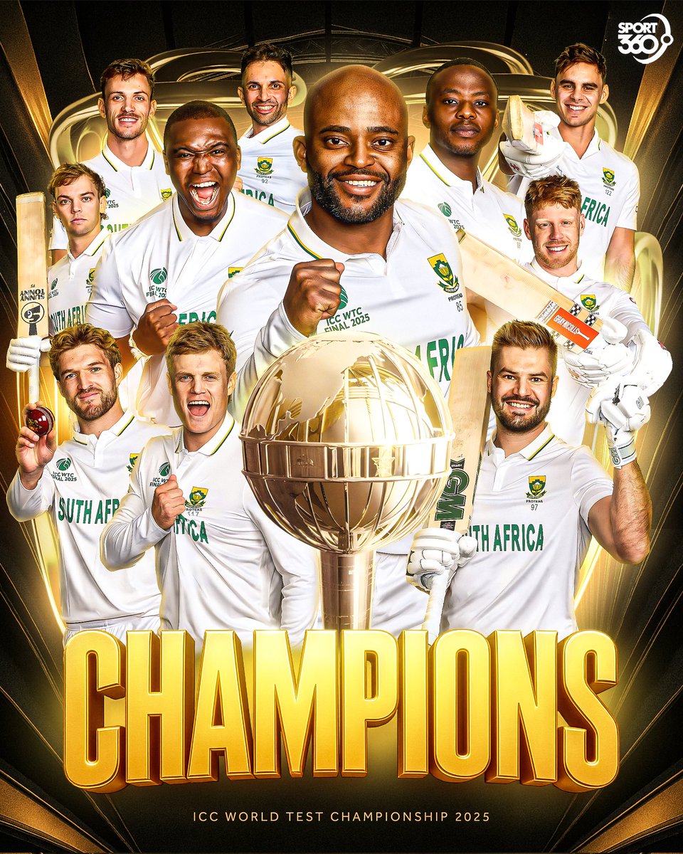 𝐒𝐎𝐔𝐓𝐇 𝐀𝐅𝐑𝐈𝐂𝐀 𝐀𝐑𝐄 𝐂𝐇𝐀𝐌𝐏𝐈𝐎𝐍𝐒 𝐎𝐅 𝐓𝐇𝐄 𝐖𝐎𝐑𝐋𝐃 🇿🇦🏆✅

#SAvAUS #WTC