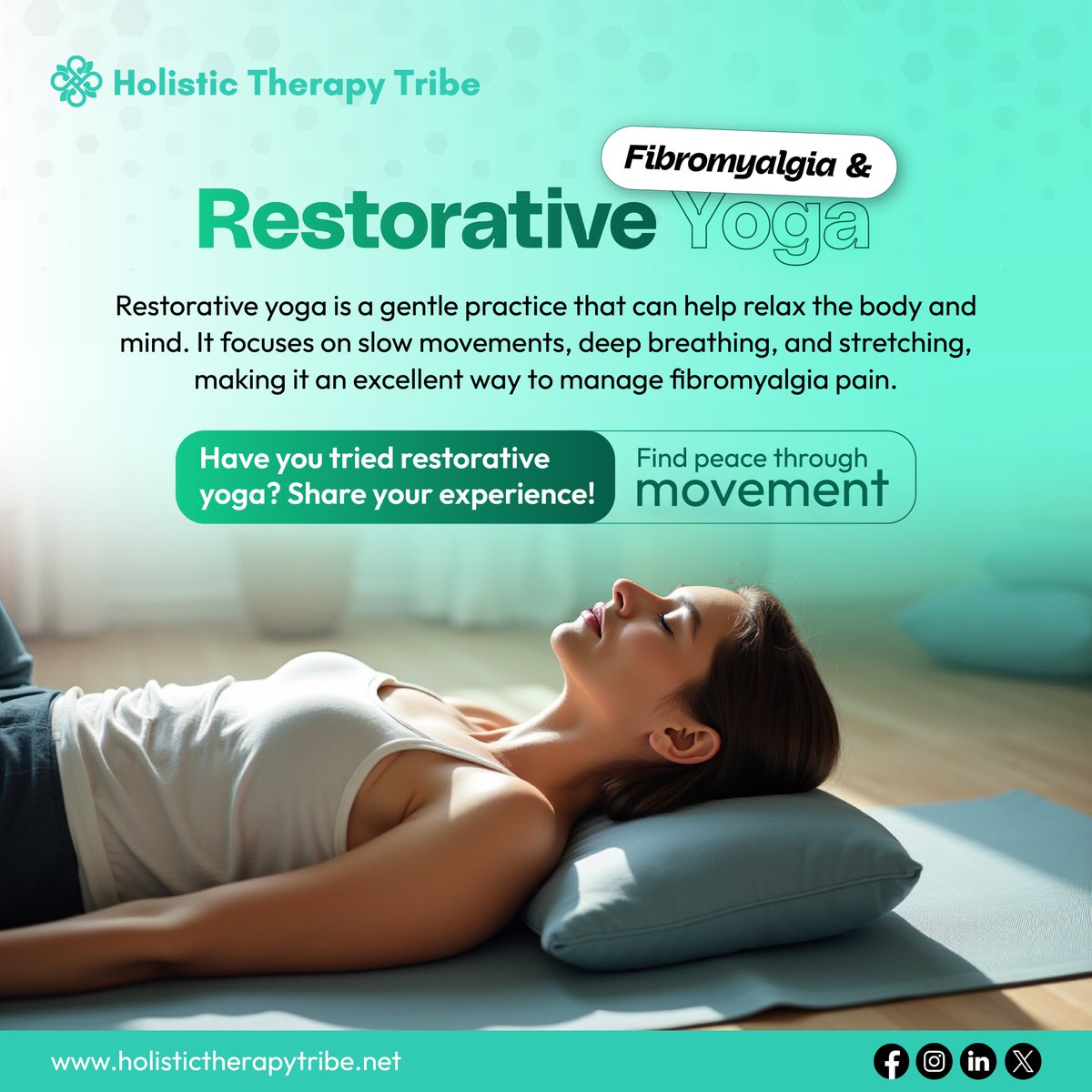 fibromyalgiahtt's tweet photo. Restorative yoga can be a powerful tool for those living with fibromyalgia. Gentle movement, deep breathing, and mindful stretching can ease pain and calm the mind
🔗 https://t.co/PBvPevUUAR
#restorativeyoga #fibromyalgiasupportnetwork #holistictherapytribe #fibromyalgiaawareness https://t.co/O7VZjZxaLp
