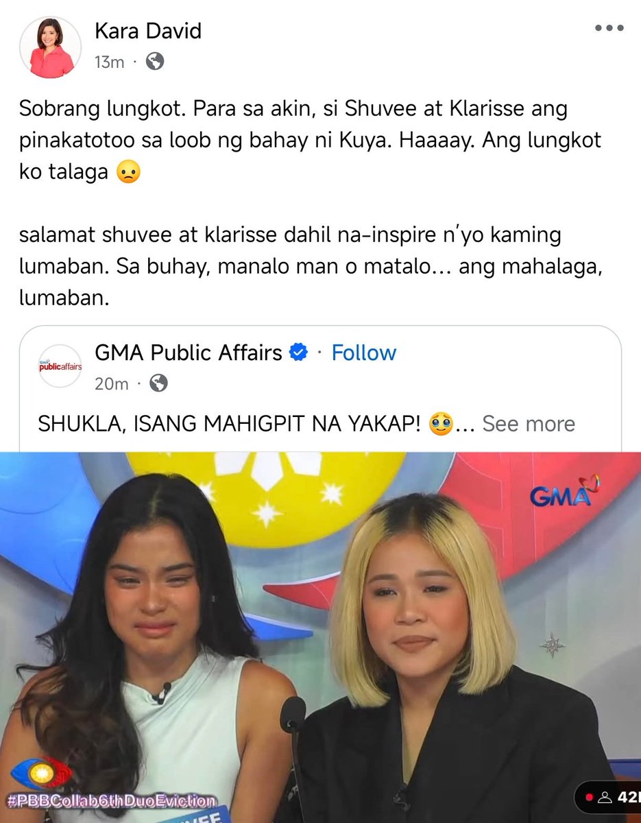 crrlkrm's tweet photo. take it from THE Kara David! ShuKla the big winners that we never had :(

#PBBCollab6thEvictionNight https://t.co/5ZWwZBOLIN