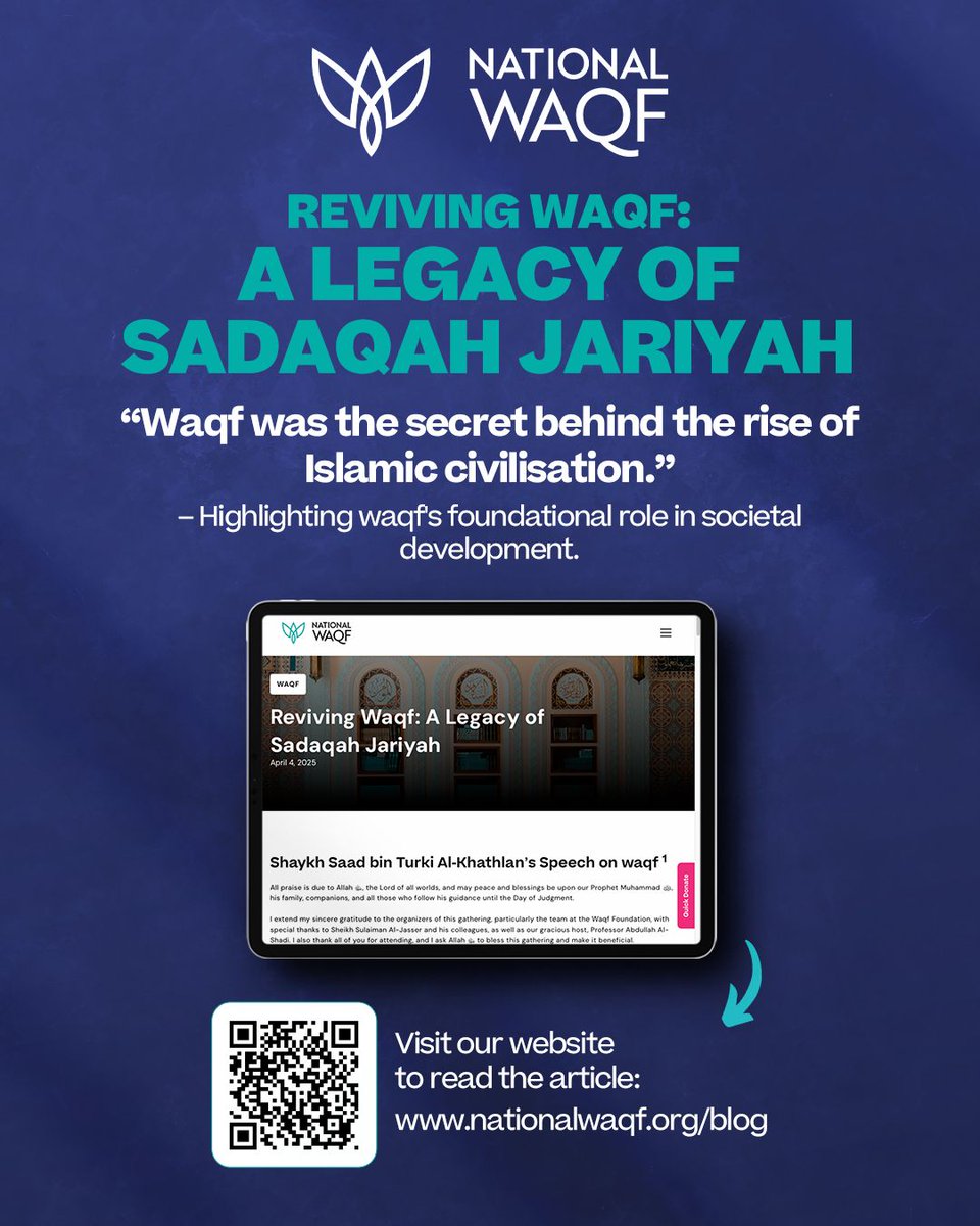 🏛️ The Foundation of Civilization: Sadaqah Jariyah 

"Waqf was the secret behind the rise of Islamic civilisation."

Ready to be part of this timeless tradition? 
💫Read the full article:* nationalwaqf.org/blog

#Waqf #SadaqahJariyah #IslamicCivilisation #Legacy #Charity