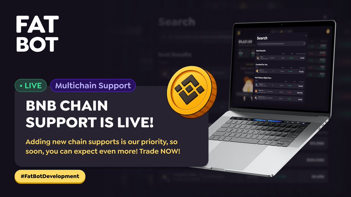 FATTY | Presale Live (@fatty_io) on Twitter photo FatBot: <a href="/BNBCHAIN/">BNB Chain</a> Support is live!
#FatBotDevelopment
Trade your favorite token on <a href="/BNBCHAIN/">BNB Chain</a> with #FatBot! Adding new chain supports is our priority, so soon, you can expect even more! Trade with FatBot, your Greatest trading bot for crypto!
#FATTY $FATTY #BNB <a href="/fatty_io/">FATTY | Presale Live</a> FatBot: <a href="/BNBCHAIN/">BNB Chain</a> Support is live!
#FatBotDevelopment
Trade your favorite token on <a href="/BNBCHAIN/">BNB Chain</a> with #FatBot! Adding new chain supports is our priority, so soon, you can expect even more! Trade with FatBot, your Greatest trading bot for crypto!
#FATTY $FATTY #BNB <a href="/fatty_io/">FATTY | Presale Live</a>