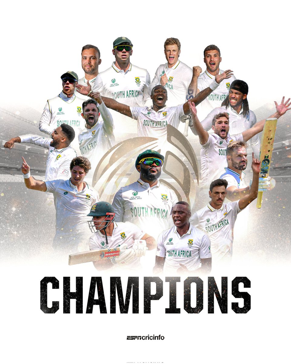 Congratulations to the South Africa cricket team for becoming champion 
#AUSvsSA #Iran #SouthAfricaCricket 
#WTCFinal #WtcFinal2025