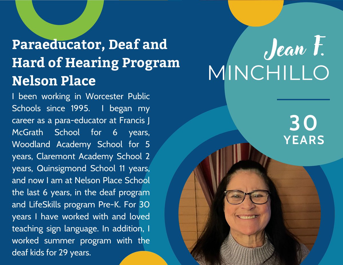 🎉 Congratulations to Jean Minchillo on Retirement!

Please join us in celebrating Jean Minchillo for 30 years of dedicated service in Worcester Public Schools. Take a moment to read Jean's reflections on their time with WPS.

We wish you all the best in your retirement, Jean!