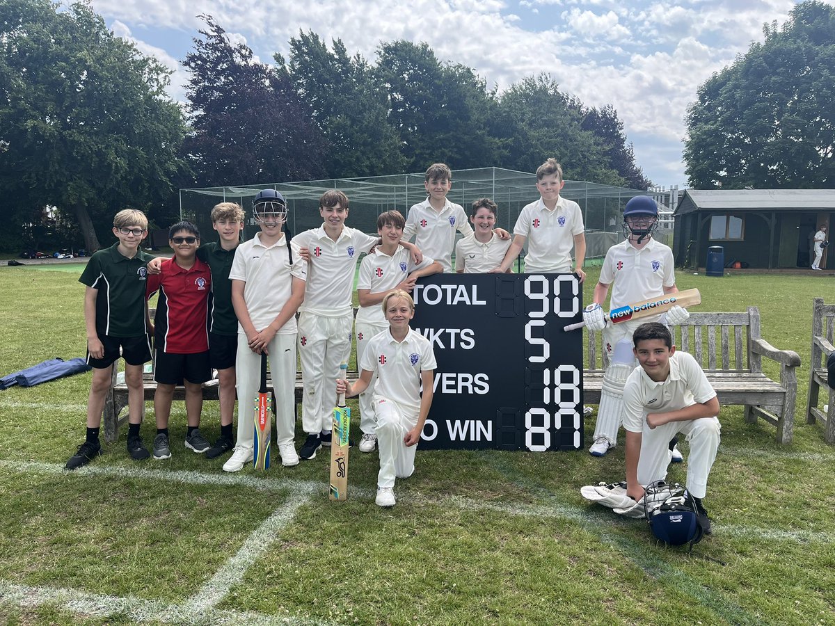 #U13A defeated SJWMS by 5 WKTS.

SJWMS batted first and were 86 AO by the 17th over with the final WKT taken by Nathan.

Middle order batsmen were impressive with George H (11) and Alex R (16 NO) hitting well. 

George H also took 3 WKTs under bowling making him MoM 👏🏏