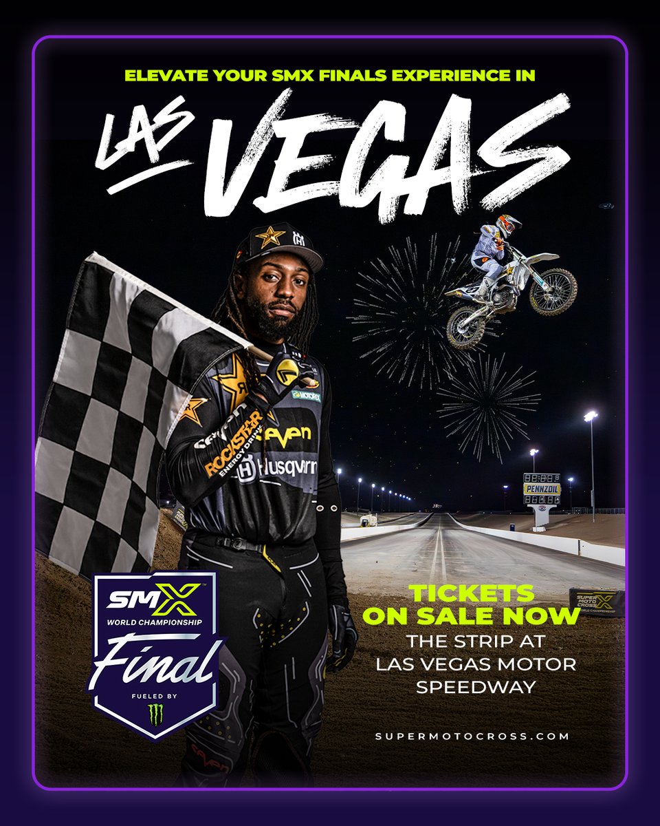 Experience SMX Final in Las Vegas with an all-in-one travel package. Get your tickets, accommodations, and VIP access sorted and prepare for an unforgettable weekend!

🔗 Link feld.ly/bujojb to travel packages
 
#SMX #SupercrossLIVE #SMXLasVegasFinals  #SMXVIPExperience