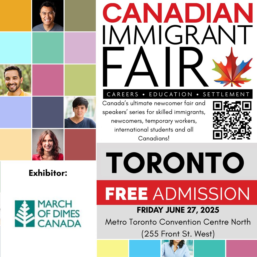 Canadian Immigrant (@canimmigrant) on Twitter photo The Canadian Immigrant Fair returns to Toronto on June 27 to the Metro Toronto Convention Centre! Meet our Exhibitor <a href="/marchofdimescda/">March of Dimes CA</a>!
Join us from 10-3 & meet with hiring companies, educational institutes, settlement services & more! Register today! canadianimmigrant.ca/careerfair/tor⦠The Canadian Immigrant Fair returns to Toronto on June 27 to the Metro Toronto Convention Centre! Meet our Exhibitor <a href="/marchofdimescda/">March of Dimes CA</a>!
Join us from 10-3 & meet with hiring companies, educational institutes, settlement services & more! Register today! canadianimmigrant.ca/careerfair/torā¦