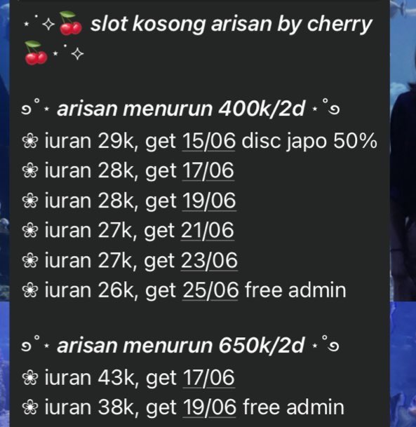 meifrnt's tweet photo. Hai hai di ceki ceki yukk arisan get terdekat arisan get akhir bulan pertengahan bulan ada semua disini

https://t.co/vcOMYTO5RZ…

#zonauangᅠ  #arisan https://t.co/ovNwFH5NSe