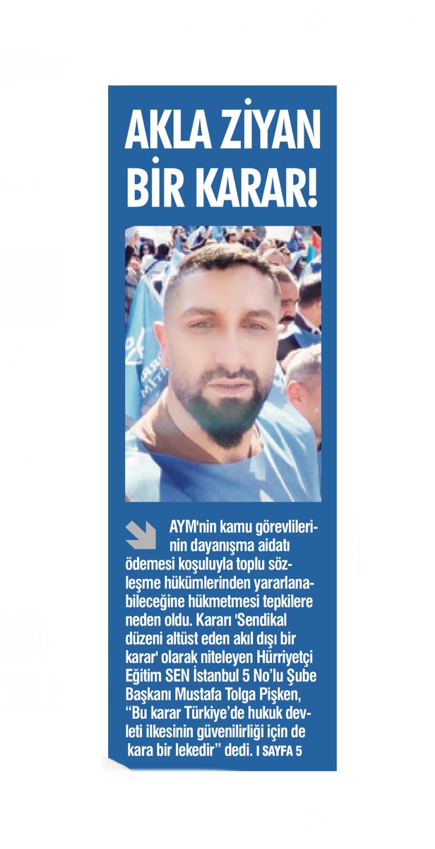 mtpisken's tweet photo. AKLA ZİYAN BİR KARAR!

AYM'nin kamu görevlilerinin dayanışma aidatı ödemesi koşuluyla toplu sözleşme hükümlerinden yararlanabileceğine hükmetmesi tepkilere neden oldu. Kararı 'Sendikal düzeni altüst eden akıl dışı bir karar' olarak niteleyen Hürriyetçi Eğitim SEN İstanbul 5 No’lu Şube Başkanı Mustafa Tolga Pişken, “Bu karar Türkiye’de hukuk devleti ilkesinin güvenilirliği için de kara bir lekedir” dedi

Anayasa Mahkemesi (AYM), 12 Haziran 2025 tarihli Resmi Gazete'de yayımlanan kararıyla, kamu görevlileri sendikacılığına ilişkin tartışılan bir karara imza attı. Yüksek mahkeme, yerel yönetim hizmetleri kolunda yetkili sendika üyesi olmayan kamu görevlilerinin, sosyal denge sözleşmesi hükümlerinden belirli bir aidat farkı ödeyerek yararlanabilmelerine imkan sağlayan toplu sözleşme hükmünü iptal eden Danıştay kararının sendikal hakları ihlal ettiğine karar verdi.

Düzen altüst olur

Hürriyetçi Eğitim SEN İstanbul 5 No’lu Şube Başkanı Mustafa Tolga Pişken, Anayasa Mahkemesi’nin memur sendikalarıyla ilgili kararını sert sözlerle eleştirdi. Pişken, AYM'nin kamu görevlilerinin dayanışma aidatı ödemesi koşuluyla toplu sözleşme hükümlerinden yararlanabileceğine hükmetmesini siyasetin gölgesinde alınmış bir karar olarak değerlendirdi.  Alınan kararın yetkili sendikaların kurduğu düzenin devam ettirmesine olanak sağladığını belirten Pişken, “Ayrıca karar memur sendikacılığı ile işçi sendikacılığı mevhumlarından bihaber alındığı izlenimi yaratıyor. Alınan karar hem 4688 Sayılı Kamu Görevlileri Sendikaları ve Toplu Sözleşme Kanunu’na aykırı hem de sendikal düzeni altüst eden akıl dışı bir karar” dedi. 

Kaosa yol açar

4688 Sayılı Kamu Görevlileri Sendikaları ve Toplu Sözleşme Kanunun 28. maddesinin açık olduğunu vurgulayan Pişken, toplu sözleşme hükümlerinin sendika üyesi olan ve olmayan kamu görevlileri arasında ayrım yapmayı yasakladığını hatırlattı. Pişken, Anayasa Mahkemesi’nin bu temel hükmü yok saydığını, sendikal eşitliği ihlal ederek memurların kazanılmış haklarını tartışmalı hale getirdiğini belirtti. “Bu karar, işçi sendikaları ile memur sendikalarının yapısını karıştırmakta, dayanışma aidatını memur sendikacılığına zorla uyarlamaktadır” diyen Pişken, memur sendikacılığının hizmet kolu esasına göre örgütlendiğini, yetkili sendikanın tek olduğunu ve farklı sözleşme düzenlerinin bulunmadığını açıkladı. Pişken, dayanışma aidatı dayatmasının mevcut yasal düzeni çiğnemekle kalmayıp, sendikal parçalanmaya ve kaosa yol açacağını söyledi.

Çeşitlilik yok ediliyor

Kararın uygulama alanının netleşmemesinin yetkili sendikaların işlevsizleşmesine ve sendikal ikiliğin artmasına yol açacağını ifade eden Pişken, “Bir belediyede sosyal denge sözleşmesini farklı sendikalar imzalarsa memurların iki ayrı dayanışma aidatı ödemesi gerekir mi? Bu soruya yanıt veremeyen kararın hukuki geçerliliği olabilir mi?” diye sordu. Bazı sendika yöneticilerinin karara ikircikli yaklaşımlarının kaygı verici olduğunu dile getiren Pişken, bu kararı tanımadıklarını, hukuku savunmanın herkesin görevi olduğunu vurguladı. Pişken, “Dayanışma aidatı adı altında haklarınız gasp edilmek isteniyor, yapılmak istenenin sendikal örgütlenmedeki çeşitliliği yok etmek” diyerek mücadeleyi sürdüreceklerini ifade etti.

Kara bir leke!

Mustafa Tolga Pişken, Anayasa Mahkemesi’nin kararının sadece memur sendikacılığı için değil, Türkiye’de hukuk devleti ilkesinin güvenilirliği için de kara bir leke olduğunu kaydetti. Pişken son olarak, “Son toplu sözleşmede istediklerini alamayıp ihaleyi hakem heyetine bırakan yetkili sendikanın siyasetin etkisini arkasına alarak yaptırdıkları bu girişimlere direneceğiz. Tarlada izi olmayanın harmanda gözü olmamalı” ifadelerini kullandı.

https://t.co/kUMi7sj2T9