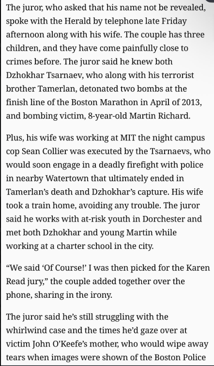 little_foot777's tweet photo. The Foreman in the Karen Read Trial has spoken to the Boston Herald and this is what he had to say...
#KarenReadIsFree #KARENREADISNOTGUILTY #Juror #Foreman #TheMcAlberts https://t.co/chYomUcYNL
