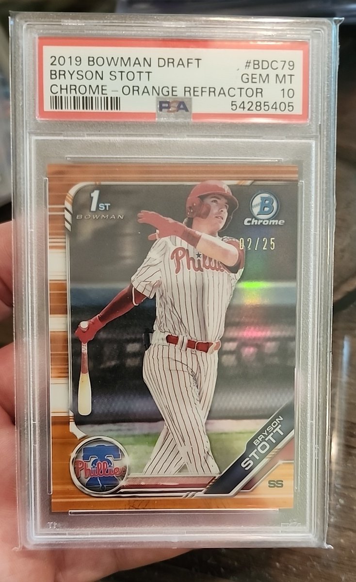 Bryson Stott 1st Bowman orange, $300
--------
$5 flat rate shipping, stacks over $50 ship free