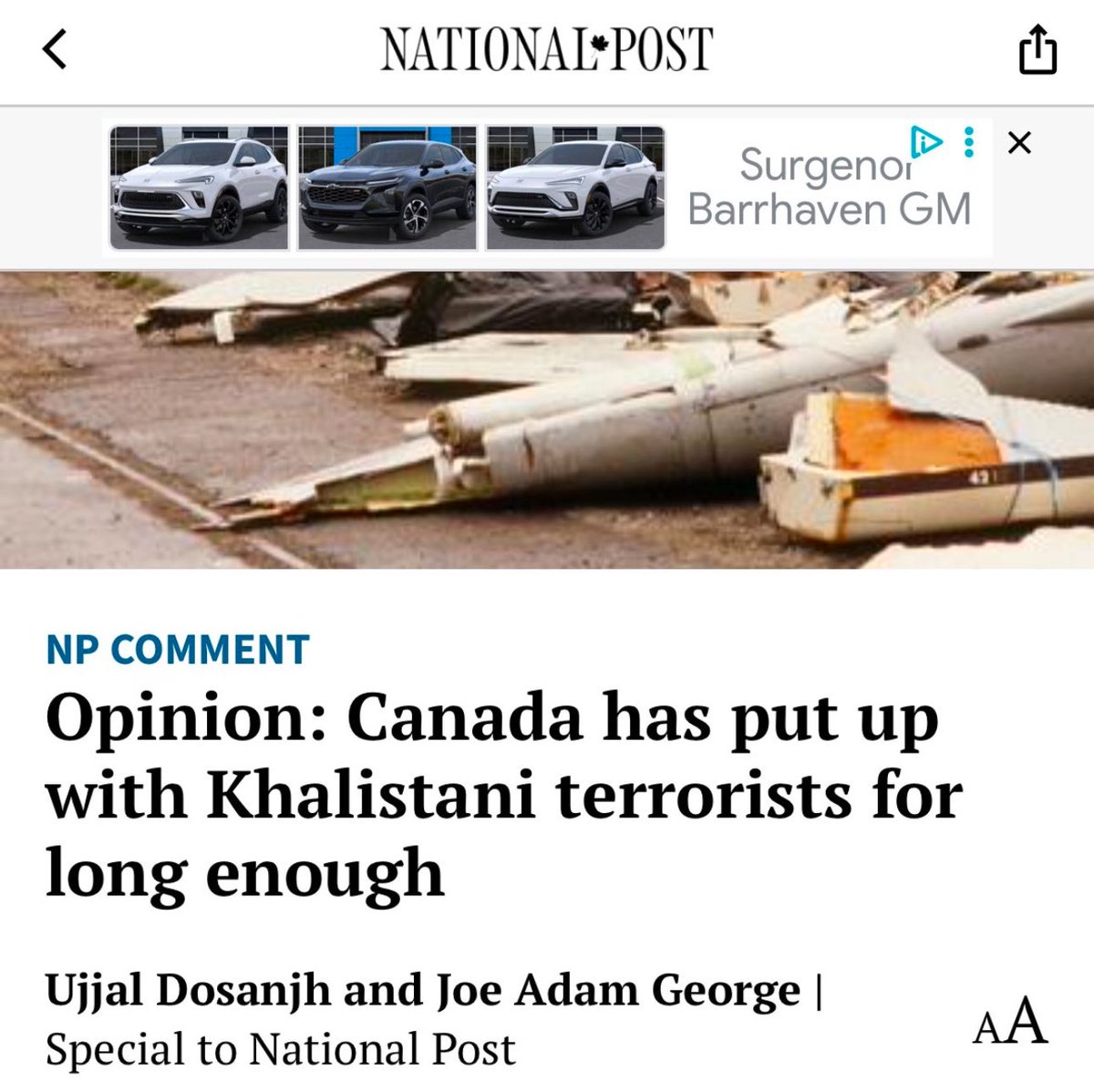 Sanjay Lazar (@sjlazars) on Twitter photo On the 40th anniversary of the #Airindia #kanishka bombing by the #khalistanis
<a href="/ujjaldosanjh/">Ujjal Dosanjh</a> & <a href="/JoeAdamGeorge/">Joe Adam George 🇨🇦</a> analyse how “Khalistanis are destroying Canada”
nationalpost.com/opinion/canada… On the 40th anniversary of the #Airindia #kanishka bombing by the #khalistanis
<a href="/ujjaldosanjh/">Ujjal Dosanjh</a> & <a href="/JoeAdamGeorge/">Joe Adam George 🇨🇦</a> analyse how “Khalistanis are destroying Canada”
nationalpost.com/opinion/canada…