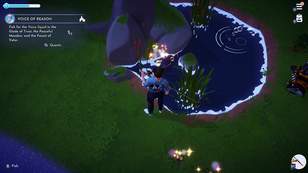 Anotherlosthole's tweet photo. @DisneyDLV Can you fix a quest bug please? Voice of reason where the voice squid is under the rock in the meadow and cannot fish for it cannot progress and no other way to get it is working https://t.co/I92gZHltF6