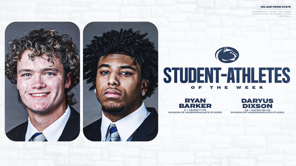 Penn State Football (@pennstatefball) on Twitter photo S/o to our Student-Athletes of the Week:
▫️Ryan Barker (<a href="/KHSFootball20/">Kennett Football</a>)
▫️Daryus Dixson (<a href="/MDFootball/">Mater Dei Football</a>)
#WeAre S/o to our Student-Athletes of the Week:
▫️Ryan Barker (<a href="/KHSFootball20/">Kennett Football</a>)
▫️Daryus Dixson (<a href="/MDFootball/">Mater Dei Football</a>)
#WeAre