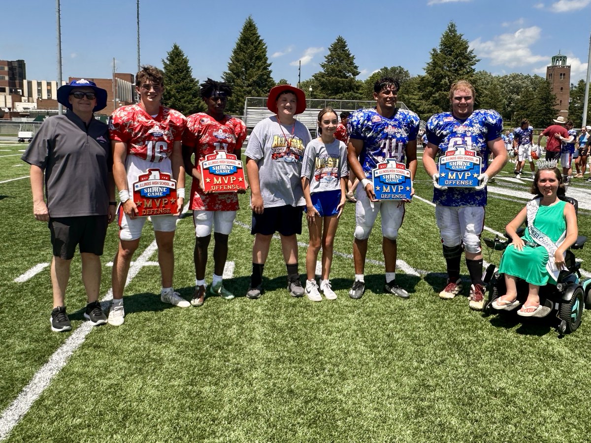 Congratulations to the Blue Team today for winning 29-7 in 51st IL HS Shrine Game!  
Red Offensive MVP Aaron Green
Red Defensive MVP Charlie Walrod 
Blue Defensive MVP Alejandro Duarte
Blue Offensive MVP Tate Sigler
Next Years game will be on June 20, 2026  Mark your calendars