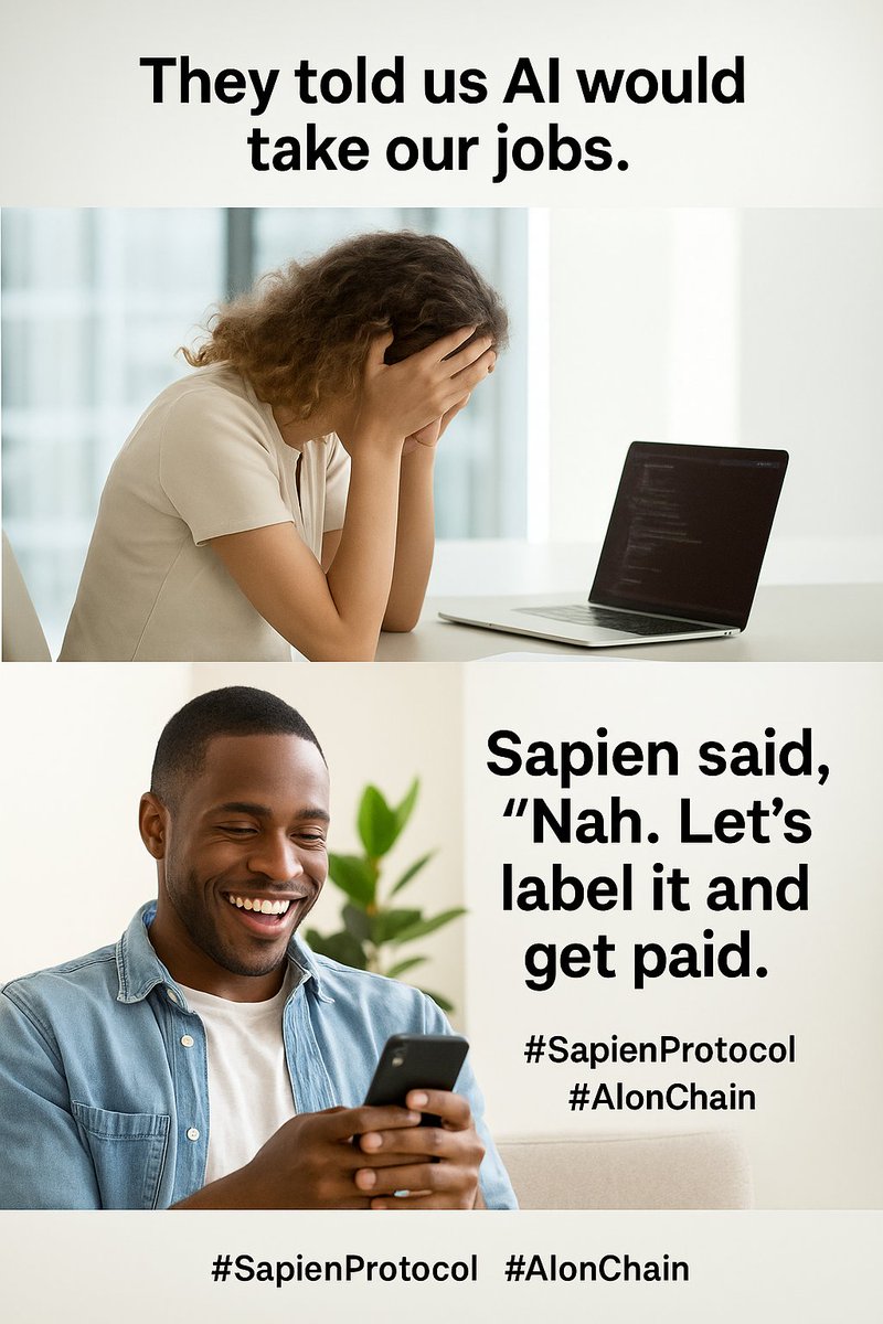 themaximiliann_'s tweet image. 😤They said AI would take our jobs.
😎 @JoinSapien said: “Nah. Let’s label it and get paid.”
📱 Gamified.
🌍 Global.
💸 On-chain rewards.
#SapienProtocol #AIonChain #Web3Workforce #YapSeason