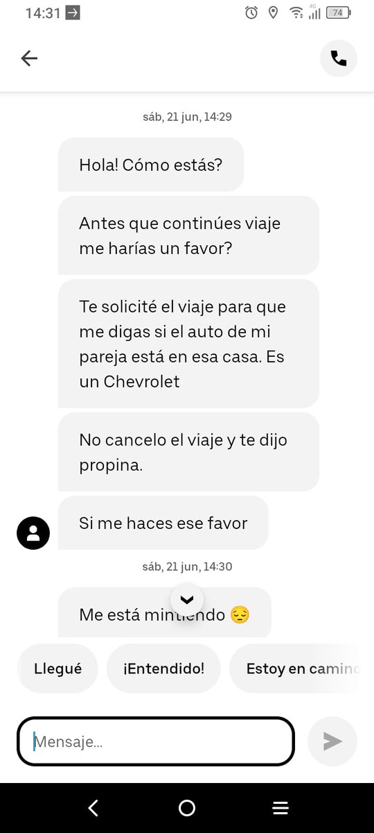 Un amigo hace Uber y le acaban de tirar esta, las locas modernizan