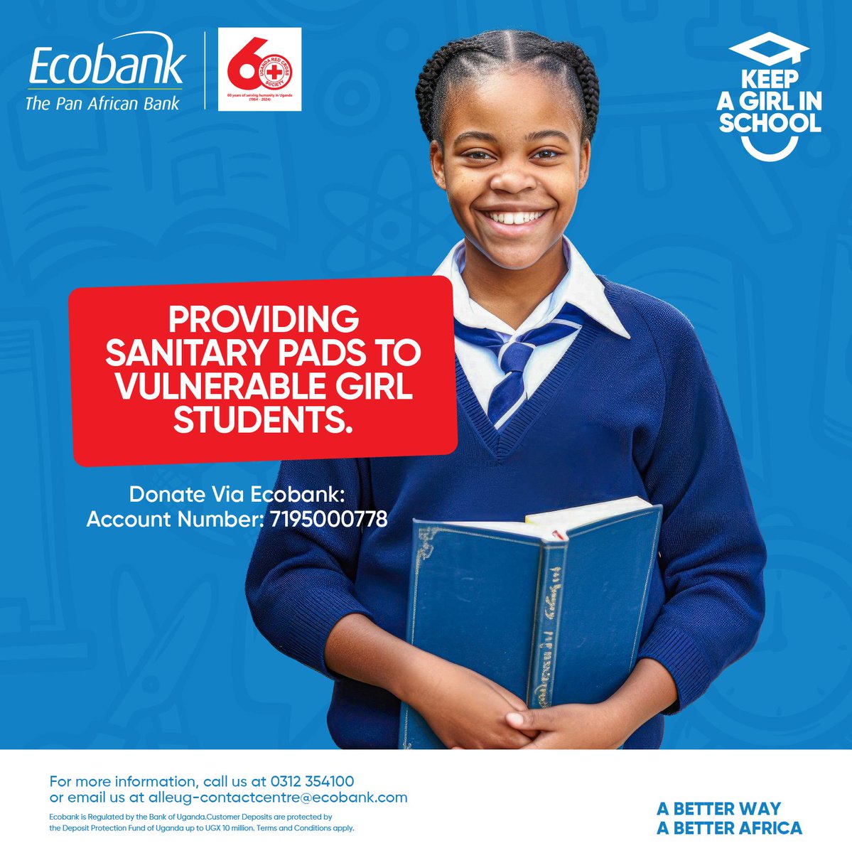 gracepads's tweet image. You can join the Red Cross efforts in saving girls from dropping out and missing school simply because of lack of sanitary pads. @gracepads got you covered. The girl can use them up to about 15 months.
Use donation provisions below and keep. #KAGIS #GracePads
@EcobankUganda