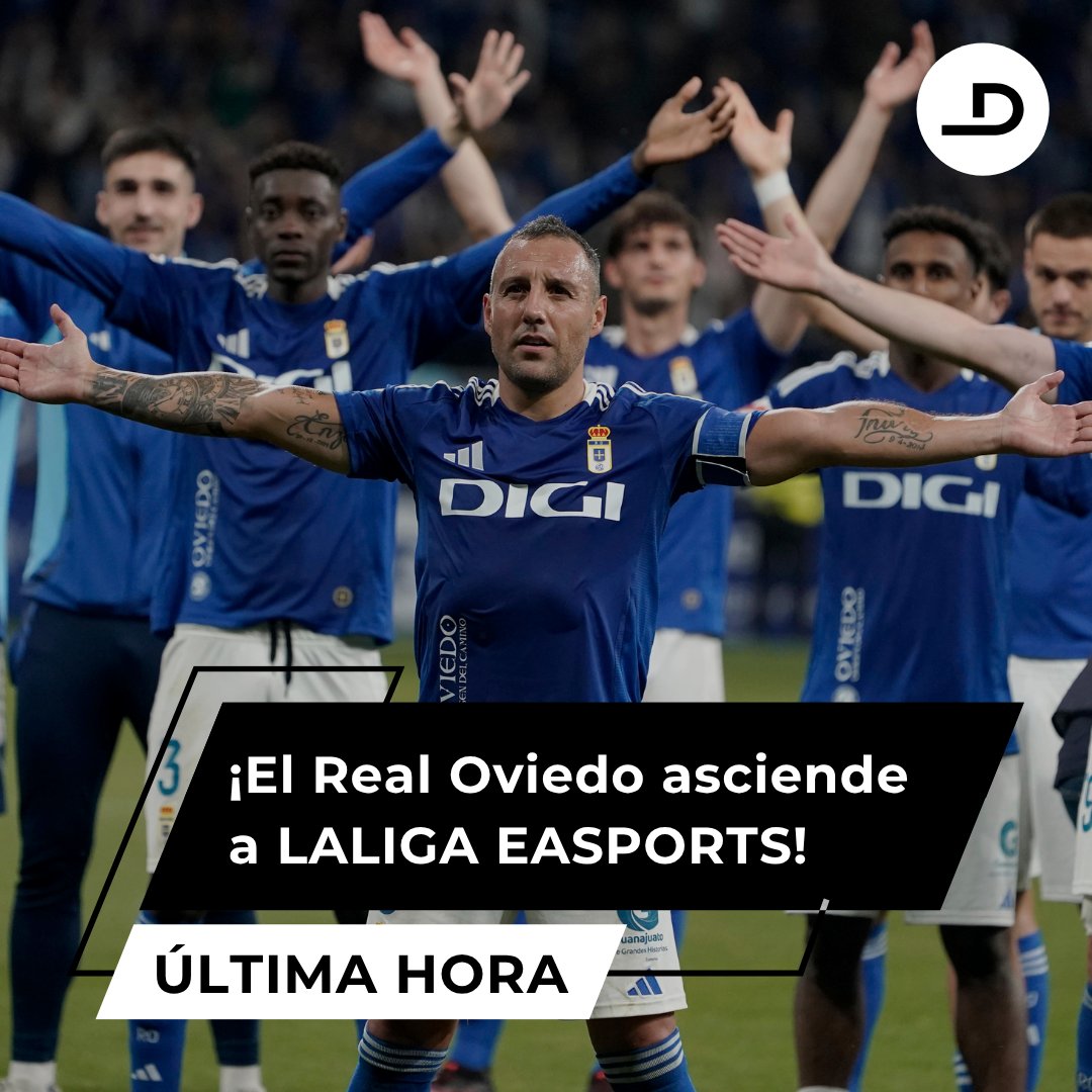 ElDesmarque (@eldesmarque) on Twitter photo 🔵 ¡¡EL REAL OVIEDO VUELVE A PRIMERA!!
Los de Paunovic logran el ansiado ascenso tras remontar la eliminatoria en la prórroga con un golazo de Portillo.
24 años después, el Tartiere tendrá fútbol de LALIGA EASPORTS.
¡Enhorabuena, <a href="/RealOviedo/">Real Oviedo</a>! 🔵 ¡¡EL REAL OVIEDO VUELVE A PRIMERA!!
Los de Paunovic logran el ansiado ascenso tras remontar la eliminatoria en la prórroga con un golazo de Portillo.
24 años después, el Tartiere tendrá fútbol de LALIGA EASPORTS.
¡Enhorabuena, <a href="/RealOviedo/">Real Oviedo</a>!