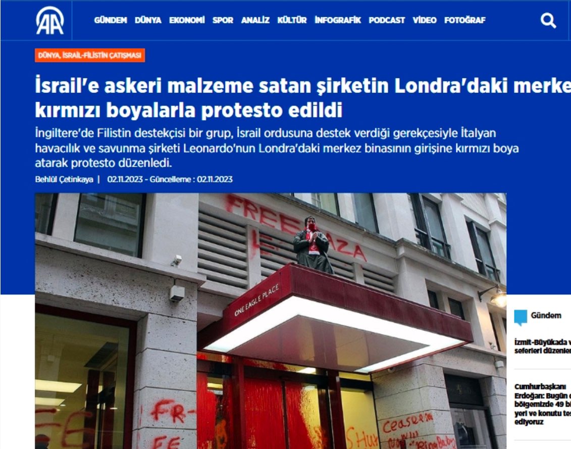 -- Leonardo'nun İsrail'e Silah ticareti yaptğından kesin olarak emin miyiz?

+ EVET 

-- İsrail'le silah ticareti yapan firmalar, soykırımın açık destekçisi değil midir?

++ EVET

SORUYORUZ; Baykar'ın Leanordo ile anlaşma yapmasını nasıl aklıyacağız?

#Seymayalnızdeğildir