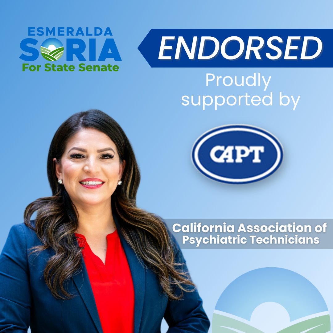 Proud to announce the endorsement of the California Association of Psychiatric Technicians! These essential healthcare professionals provide compassionate care and support to some of our most vulnerable populations.