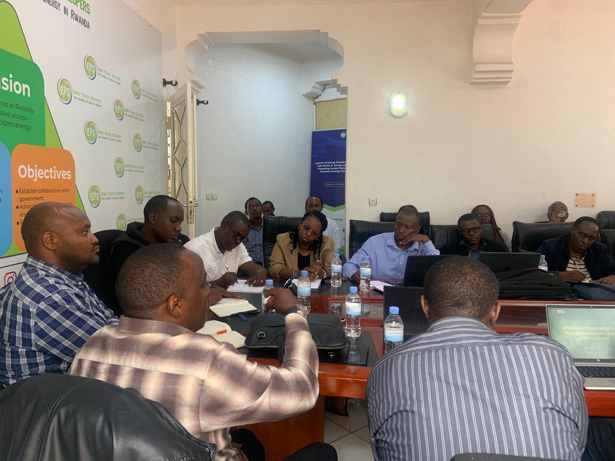 EPD_Rwanda (@epd_rwanda) on Twitter photo EPD hosted a strategic meeting with <a href="/RwandaInfra/">Ministry of Infrastructure | Rwanda</a>, <a href="/BRDbank/">Development Bank of Rwanda, PLC.</a>, and Clean Cooking companies to discuss boosting fuel production in #Rwanda’s private energy sector. With funding available, members are eager to engage with <a href="/BRDbank/">Development Bank of Rwanda, PLC.</a> to move this forward.
#CleanCooking #EnergyRwanda EPD hosted a strategic meeting with <a href="/RwandaInfra/">Ministry of Infrastructure | Rwanda</a>, <a href="/BRDbank/">Development Bank of Rwanda, PLC.</a>, and Clean Cooking companies to discuss boosting fuel production in #Rwanda’s private energy sector. With funding available, members are eager to engage with <a href="/BRDbank/">Development Bank of Rwanda, PLC.</a> to move this forward.
#CleanCooking #EnergyRwanda