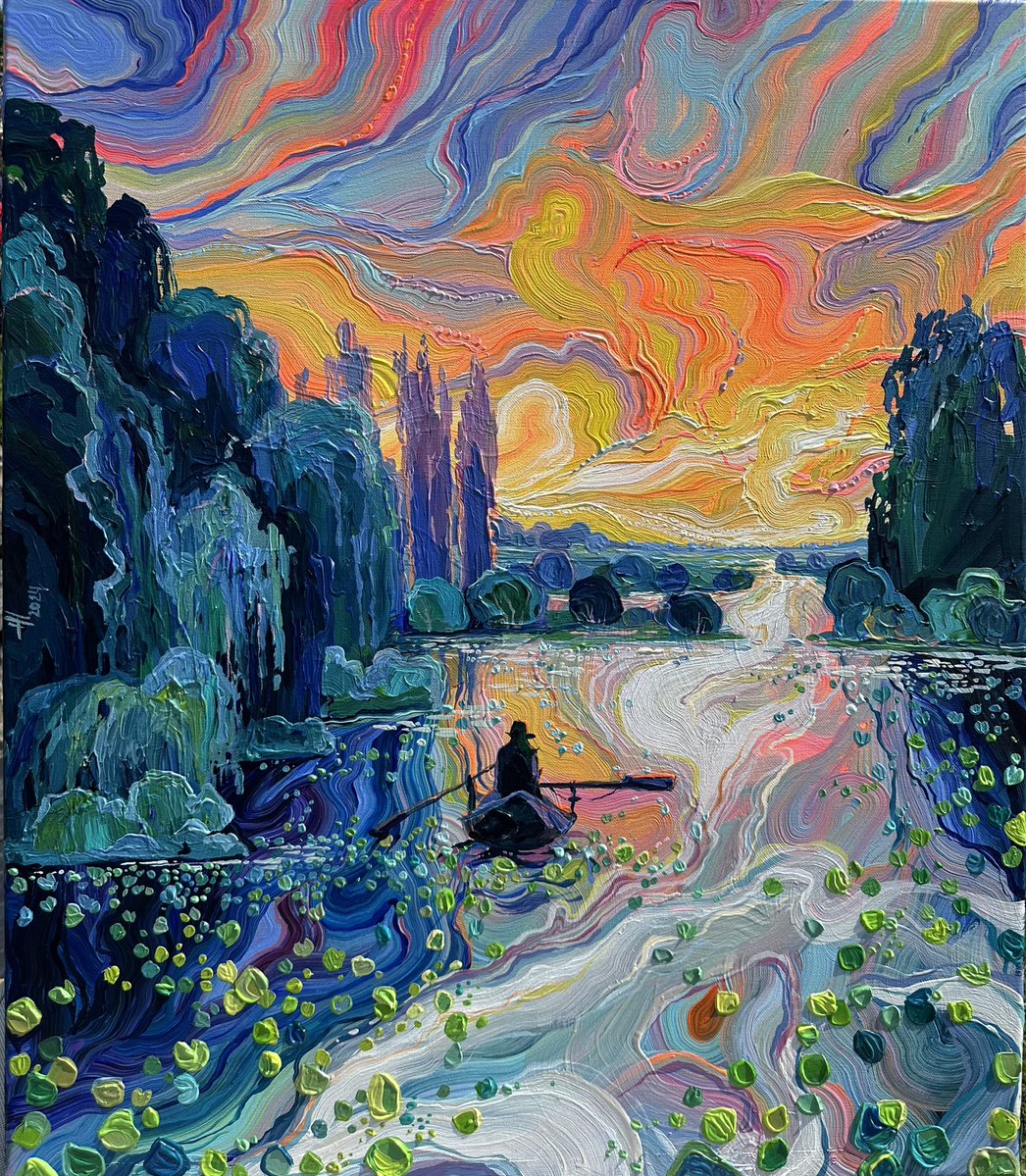 acrylicвы, canvas 60* 70 cm «boatman 2024» 2024