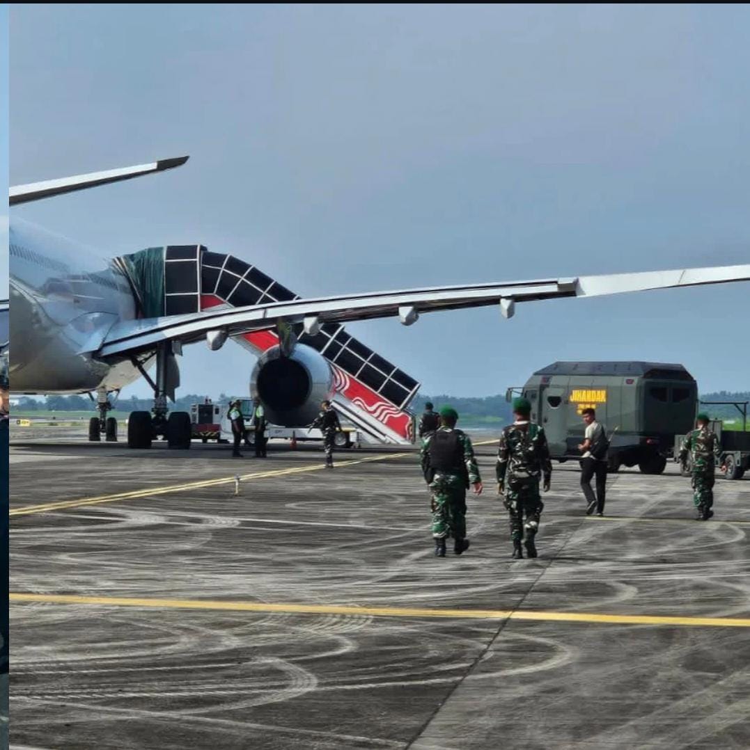 yonif125smb's tweet photo. Pendaratan Darurat di Bandara Kualanamu akibat ancaman Bom kembali terjadi, TNI lakukan tindakan darurat https://t.co/dJxWTW4v9l