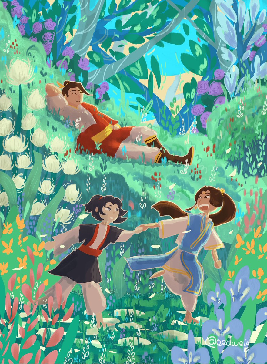 Mu Qing and Xie Lian get cursed during a mission but Feng Xin decided to just let them have fun and let the curse fade with time 🌿​🌸​🍃​ 

#TGCF #天官赐福 #XianleTrio