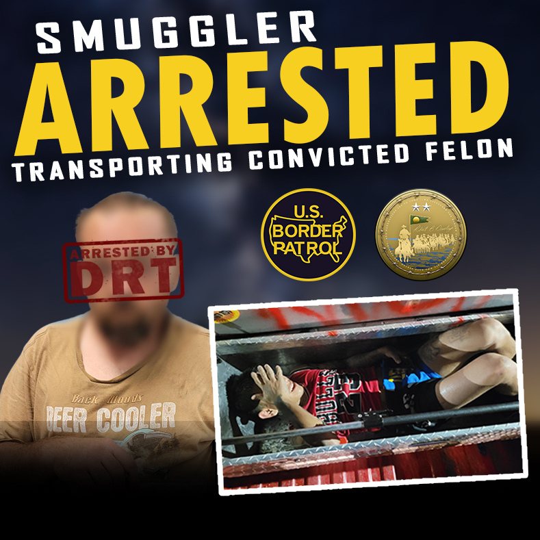 We are committed to stopping illegal smugglers. This illegal alien was allegedly trapped in the toolbox for 2 days, which Carrizo Springs agents had to forcefully open. The smuggler faces felony charges, and the alien faces charges for illegal reentry and will be deported.