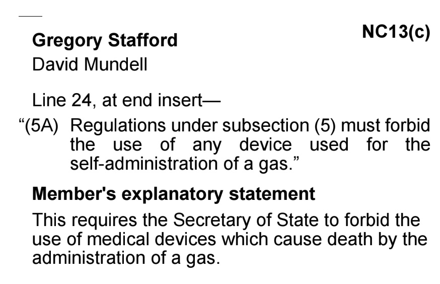 I tabled an amendment that would have prohibited this but unfortunately it was rejected by Kim Leadbeater.