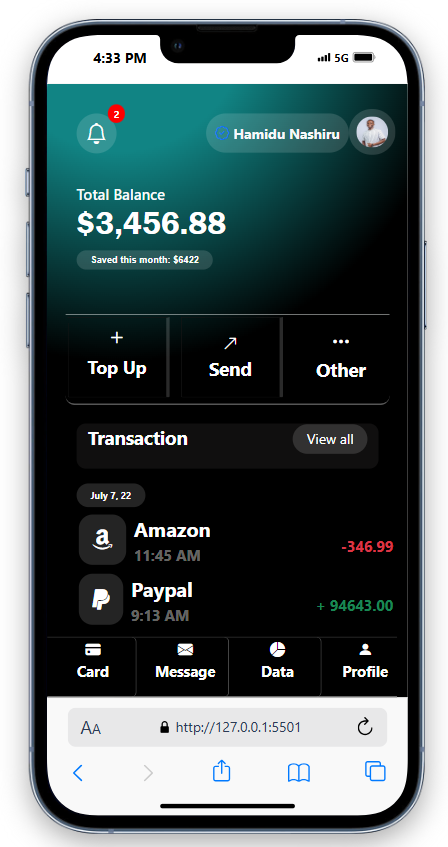 Just built a mobile wallet UI using HTML, CSS &amp; Bootstrap.
It features a clean balance display, dark mode, and responsive layout with quick actions like “Top Up” &amp; “Send”.
🔗Live Demo:bignashtech.github.io/wallet.dashboa…
💡Learned:
Mobile-first design
CSS customization
Bootstrap layout tricks
