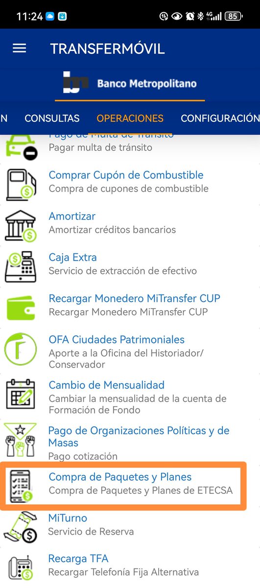 Si se le agotó el saldo o los planes de voz, puedes continuar adquiriendo los mismos sin límite.
Desde Transfermovil menú operaciones:
1. Compra de planes y paquetes
2. Llenar el número móvil y la moneda de pago
3. Escoger en el menú opción 2
4. Escoger el plan. 
#EtecsaConCuba