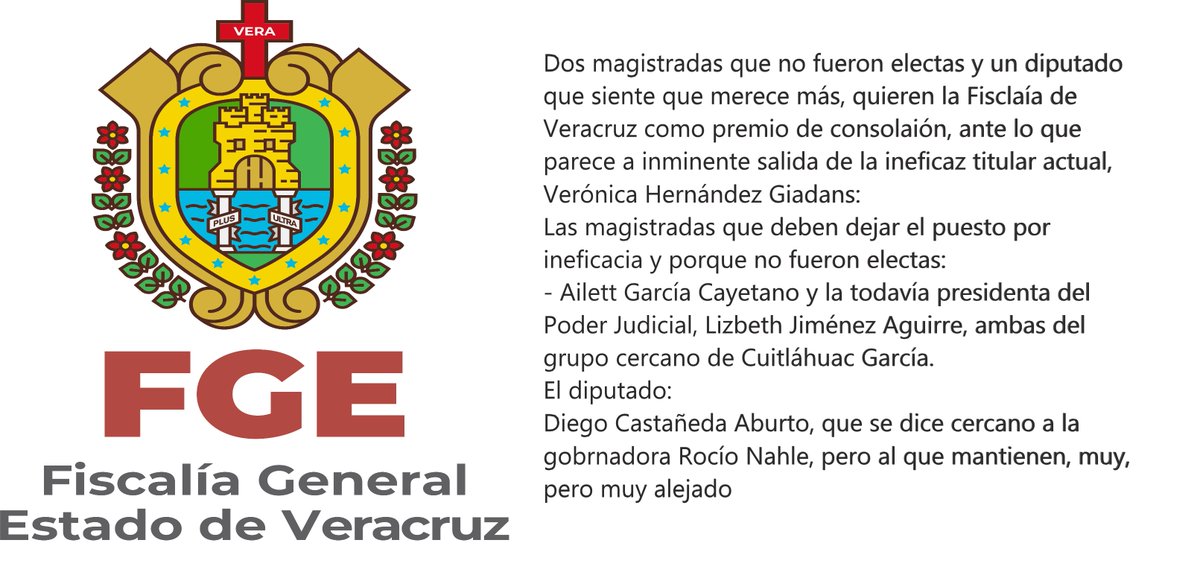 Marco Antonio Aguirre (@marcoaguiro) on Twitter photo Ahora la disputa por la <a href="/FGE_Veracruz/">FGE Veracruz</a>
dos magistradas del <a href="/TSJVer/">Poder Judicial del Estado de Veracruz</a> y un diputado <a href="/legisver/">Congreso de Veracruz</a> Ahora la disputa por la <a href="/FGE_Veracruz/">FGE Veracruz</a>
dos magistradas del <a href="/TSJVer/">Poder Judicial del Estado de Veracruz</a> y un diputado <a href="/legisver/">Congreso de Veracruz</a>
