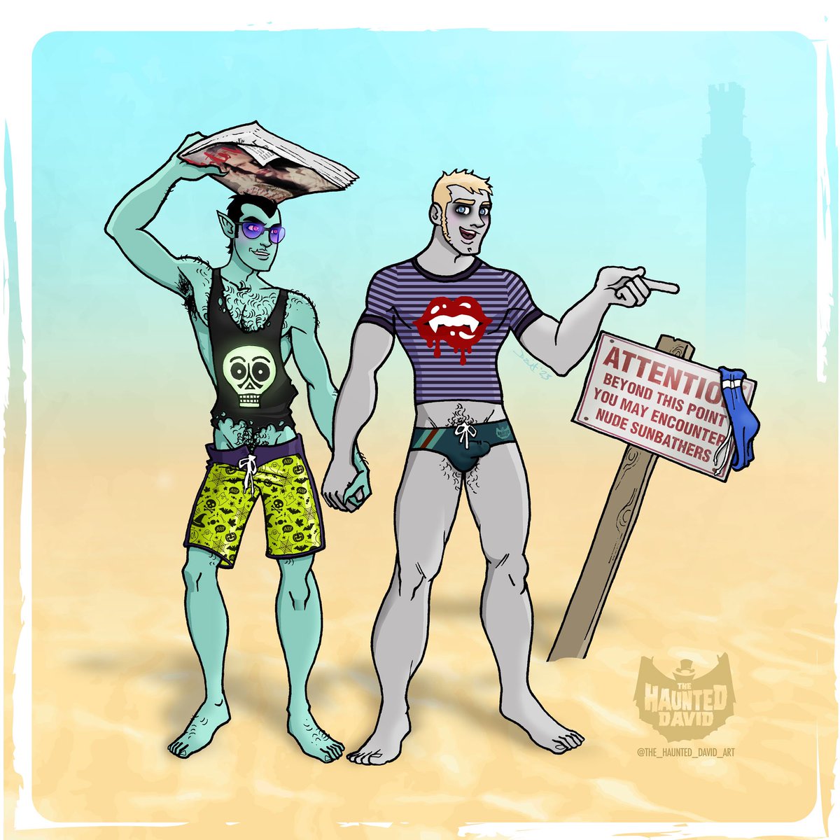 Well, well, well, if it isn’t officially summer. Happy Solstice everyone.

#haunteddavidart #horrorbeefcake #supportqueerart #supportqueerartists #queerart #queerartist #gothsummer #boybeach #hereingcove #spookyboy