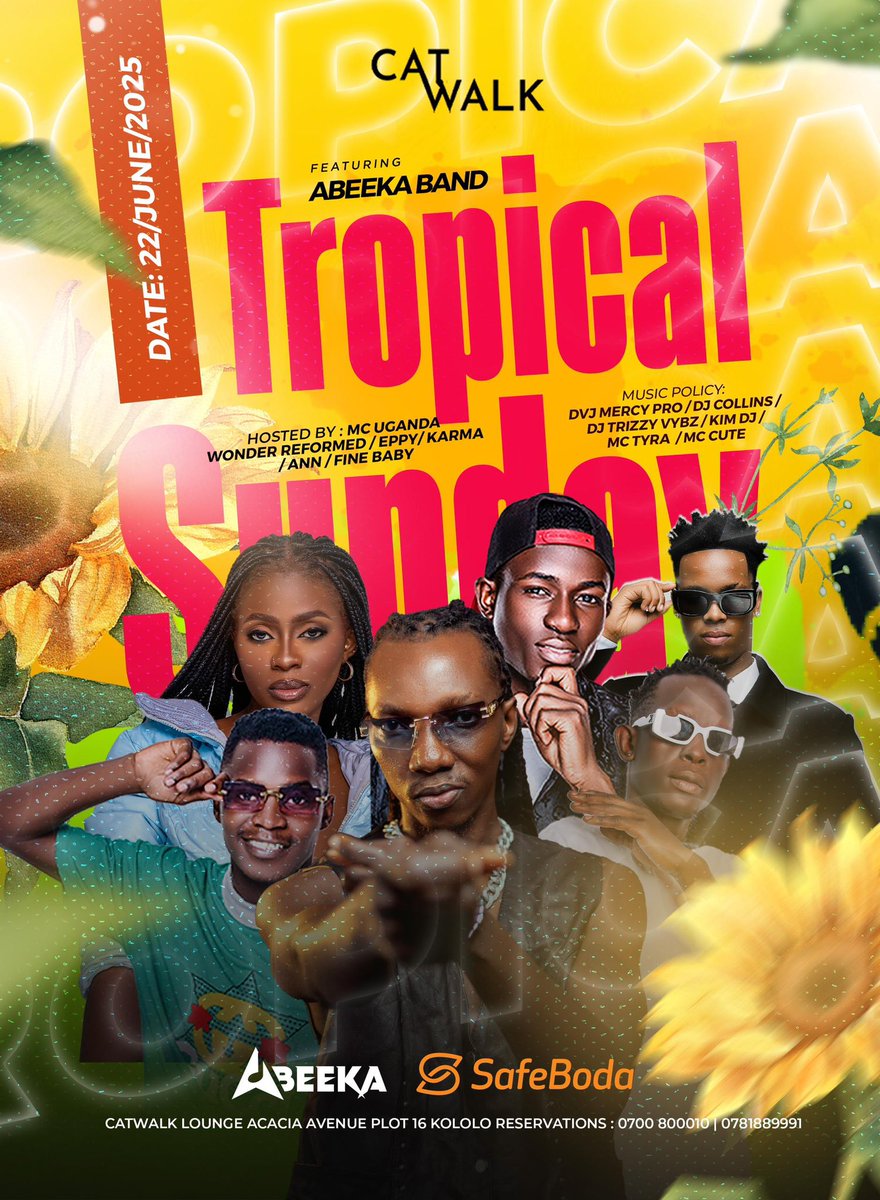 Catwalk Lounge Kampala (@catwalkkla) on Twitter photo 🌴🍹 Welcome to Tropical Sundays, the ultimate escape from the ordinary! With @abeekaband <a href="/dvjmercypro/">DVJ MËRÇŸ-PR💿</a> @djkymlazer @collindj._ @djay_trizzy_vybz @mccute94 @ester_tyra let’s end the month in summer styles 🌴🍹 Welcome to Tropical Sundays, the ultimate escape from the ordinary! With @abeekaband <a href="/dvjmercypro/">DVJ MËRÇŸ-PR💿</a> @djkymlazer @collindj._ @djay_trizzy_vybz @mccute94 @ester_tyra let’s end the month in summer styles