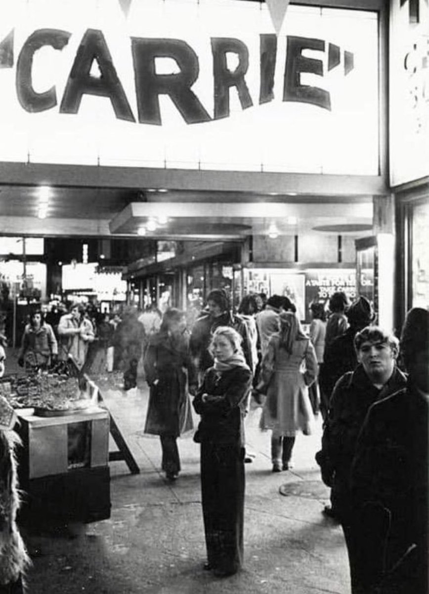 Sissy Spacek going unnoticed outside a showing of CARRIE in 1976.