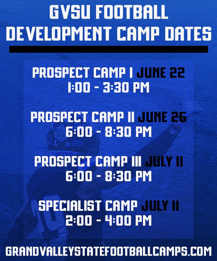 Jack McKee 2026 QB (@jackmckee_7) on Twitter photo My final camp will be at <a href="/gvsufootball/">GVSU Football</a> tomorrow, June 22. Can't wait to learn and compete! Thanks for the invite <a href="/CoachShoeGVSU/">Ian Shoemaker</a>!
<a href="/coachaplace/">Alex Place</a> <a href="/ScottGillispie7/">Scott Gillispie</a> <a href="/sciotofootball/">Scioto Football</a> <a href="/CoachWooster/">Scott Wooster</a> <a href="/Mark__Porter/">ScoutingOhio.com - 247 Sports - Bucknuts</a> <a href="/TylerStevens94/">Tyler Stevens</a>
<a href="/JaredLuginbill/">Jared Luginbill</a> My final camp will be at <a href="/gvsufootball/">GVSU Football</a> tomorrow, June 22. Can't wait to learn and compete! Thanks for the invite <a href="/CoachShoeGVSU/">Ian Shoemaker</a>!
<a href="/coachaplace/">Alex Place</a> <a href="/ScottGillispie7/">Scott Gillispie</a> <a href="/sciotofootball/">Scioto Football</a> <a href="/CoachWooster/">Scott Wooster</a> <a href="/Mark__Porter/">ScoutingOhio.com - 247 Sports - Bucknuts</a> <a href="/TylerStevens94/">Tyler Stevens</a>
<a href="/JaredLuginbill/">Jared Luginbill</a>