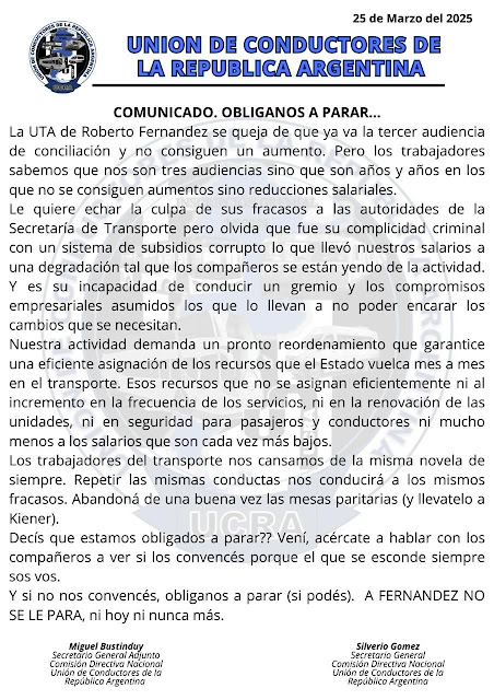 CiudadDeBondis's tweet photo. Sin mencionar que tambien se armaron un sindicato paralelo para competir contra #UTA (que no son ningunos santos tampoco) y desde 2018 a la fecha venimos viendo paros mixtos: los que estan con #UTA y los que estan con #UCRA https://t.co/yGTCQSlpuF