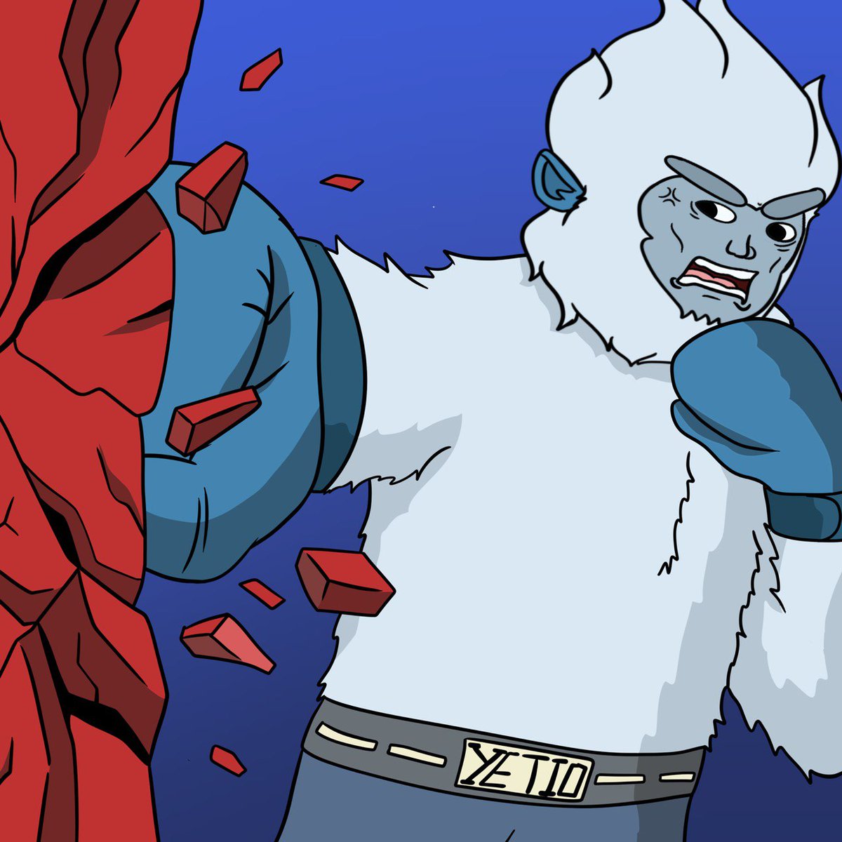 Yeti saw the red candle… and chose violence. 🧊🥊📉